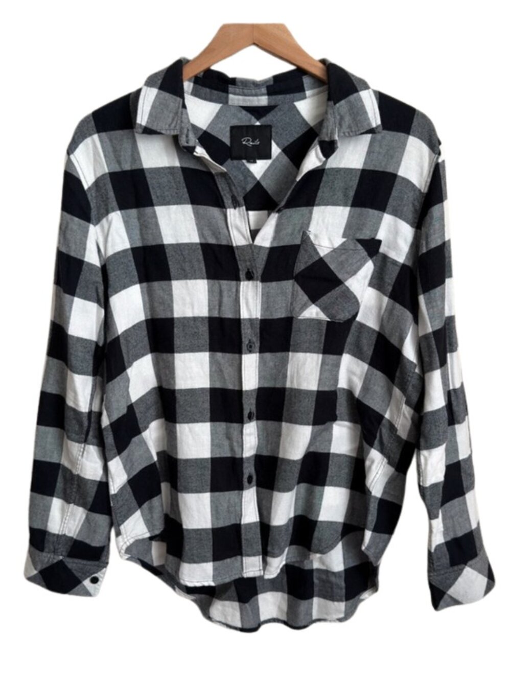 Rails Jackson White Black Buffalo Check Plaid Flannel Button Down Shirt Medium M